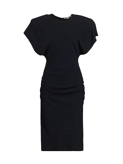 Draped Dolman-Sleeve Midi-Dress