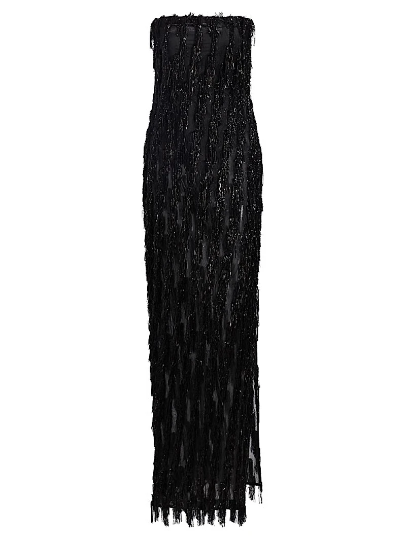 Tinsel Bustier Column Gown