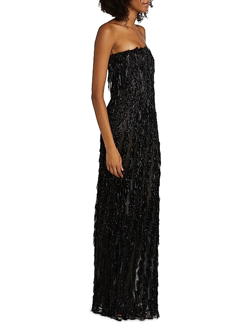 Tinsel Bustier Column Gown