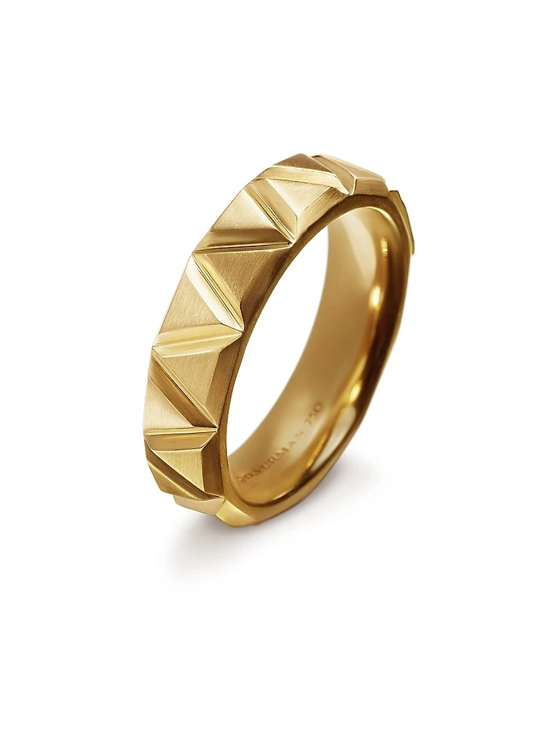Faceted Triangle Band Ring in 18K Yellow Gold, 6MM