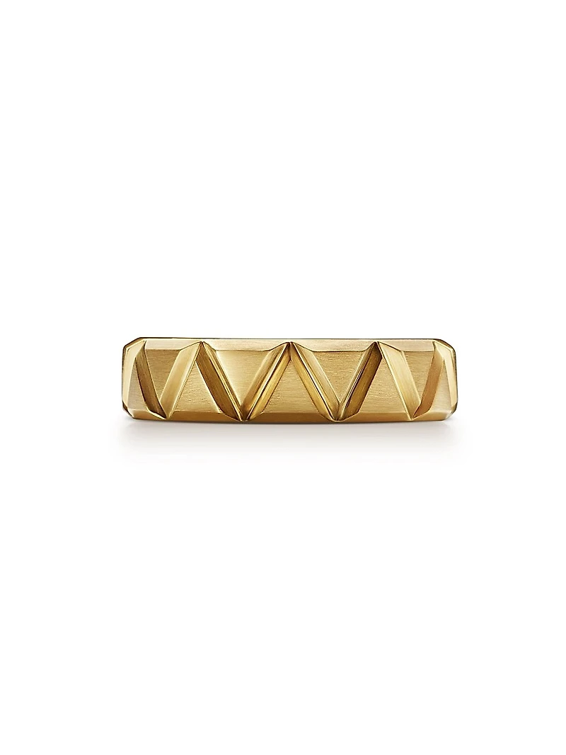 Faceted Triangle Band Ring in 18K Yellow Gold, 6MM