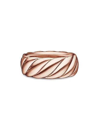 Sculpted Cable Contour Band Ring 18K Rose Gold, 9MM