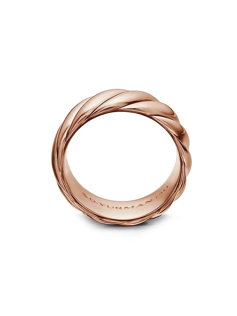 Sculpted Cable Contour Band Ring 18K Rose Gold, 9MM