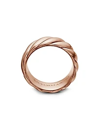 Sculpted Cable Contour Band Ring 18K Rose Gold, 9MM