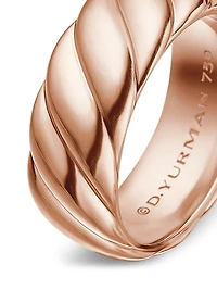 Sculpted Cable Contour Band Ring 18K Rose Gold, 9MM