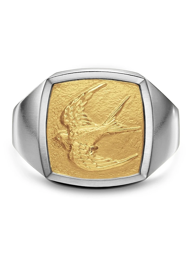 Waves Bird Pinky Ring Sterling Silver