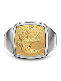 Waves Bird Pinky Ring Sterling Silver
