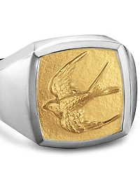 Waves Bird Pinky Ring Sterling Silver
