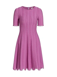 Scalloped Knit Fit-&-Flare Dress