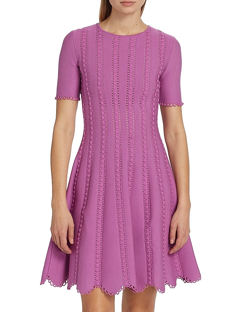 Scalloped Knit Fit-&-Flare Dress