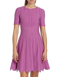 Scalloped Knit Fit-&-Flare Dress