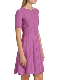 Scalloped Knit Fit-&-Flare Dress