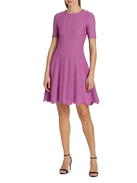 Scalloped Knit Fit-&-Flare Dress