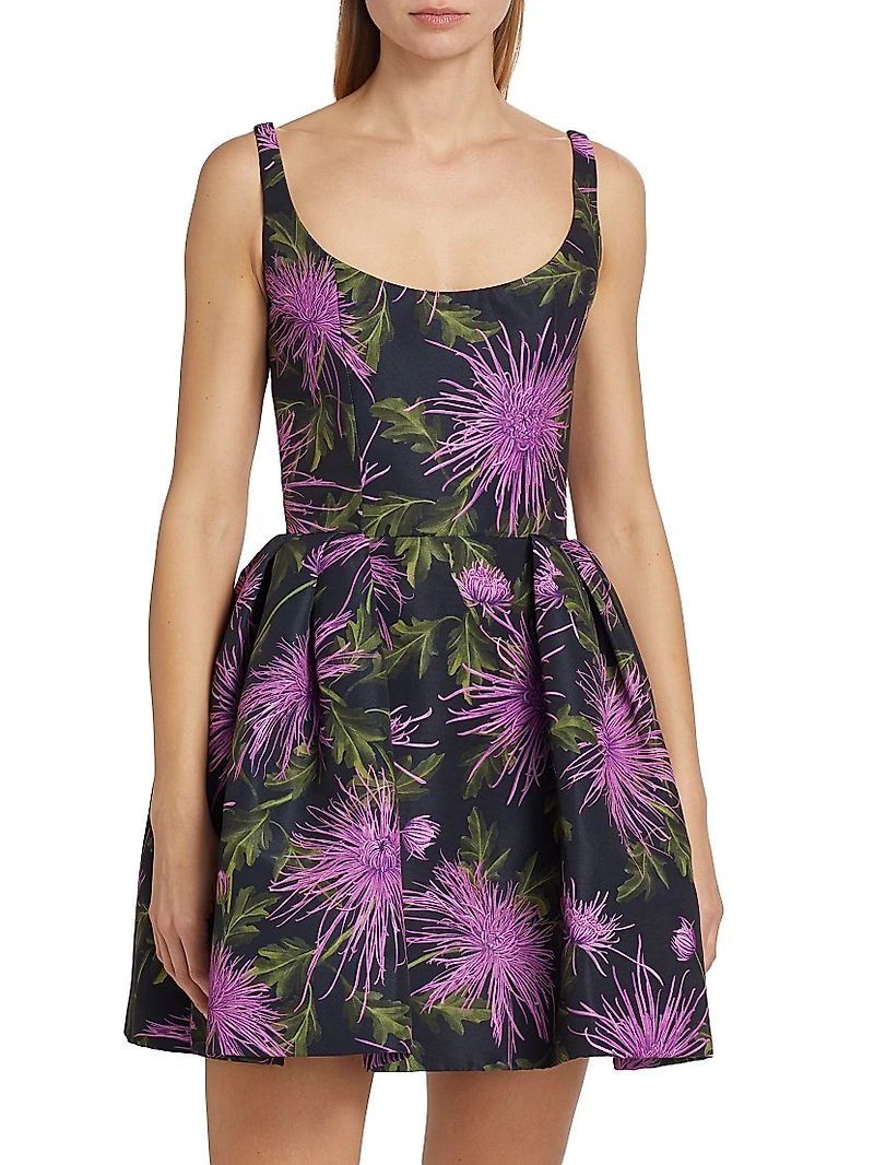 Chrysanthemum Faille Minidress