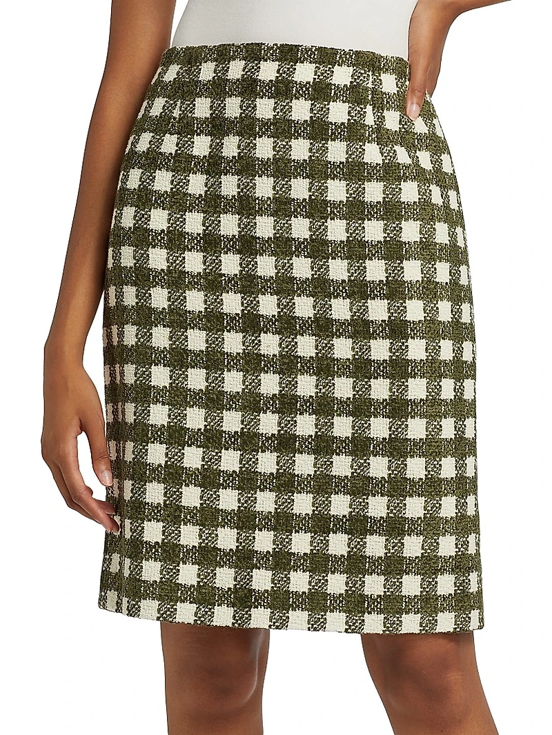 Chenille Tweed Pencil Midi-Skirt