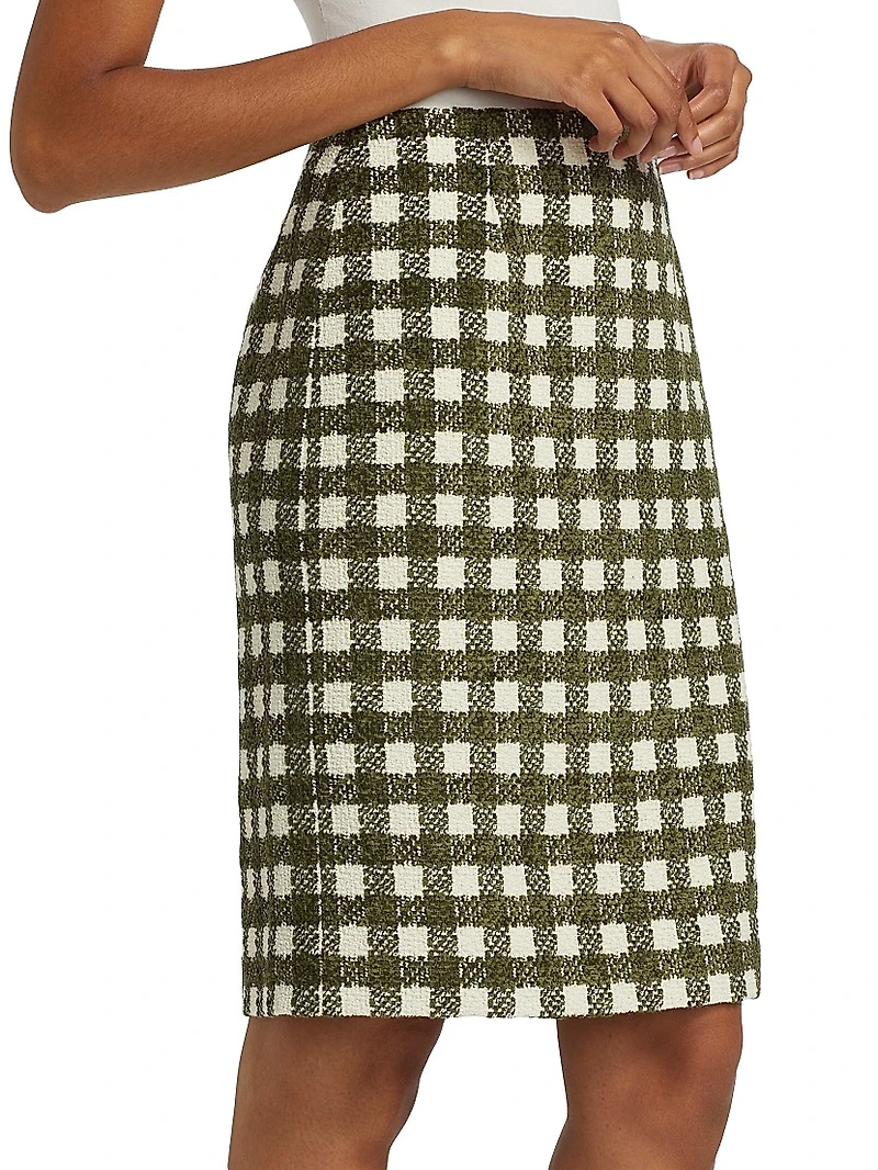 Chenille Tweed Pencil Midi-Skirt