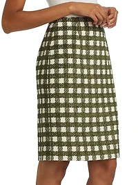 Chenille Tweed Pencil Midi-Skirt