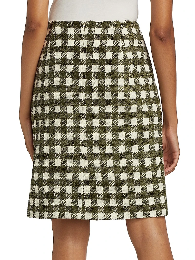 Chenille Tweed Pencil Midi-Skirt