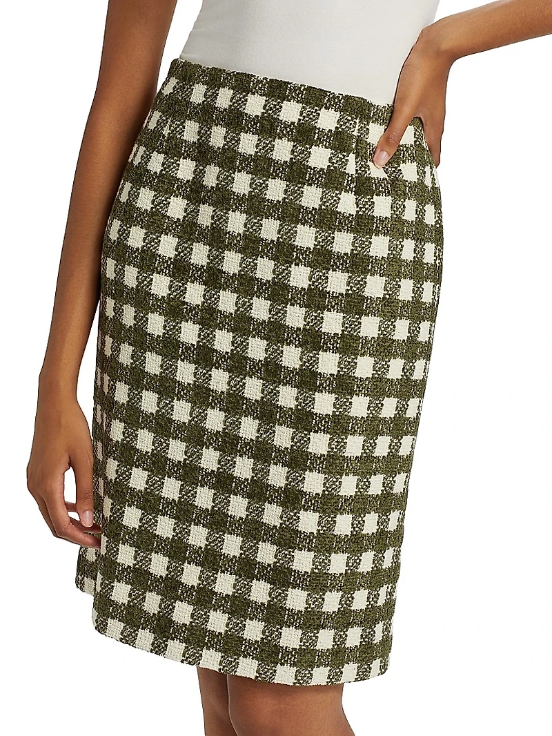 Chenille Tweed Pencil Midi-Skirt