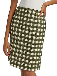 Chenille Tweed Pencil Midi-Skirt