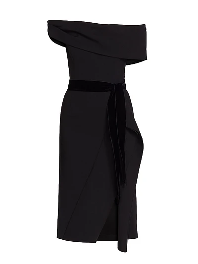 Draped Off-the-Shoulder Cocktail Dress