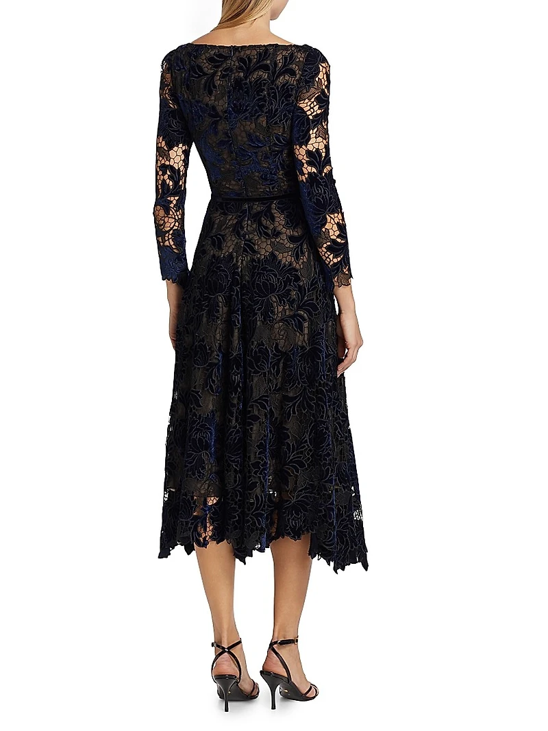 Velvet Gupure Lace Cocktail Dress