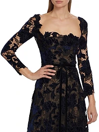 Velvet Gupure Lace Cocktail Dress