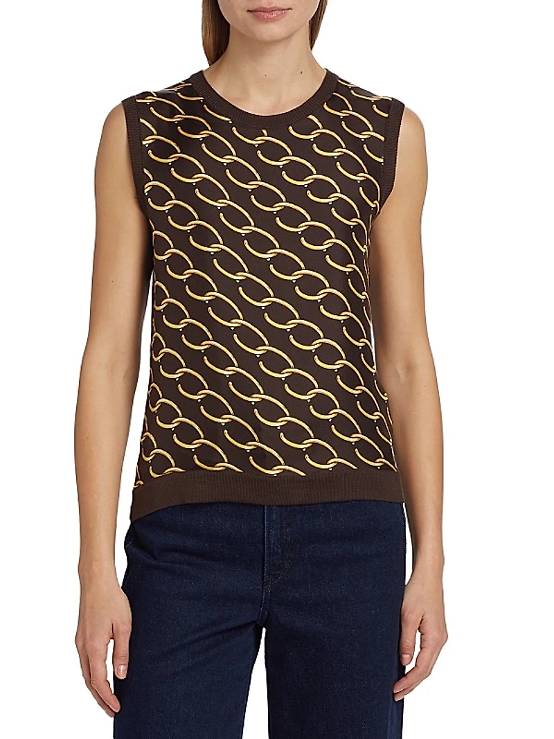 Oscar Chain Silk-Blend Tank