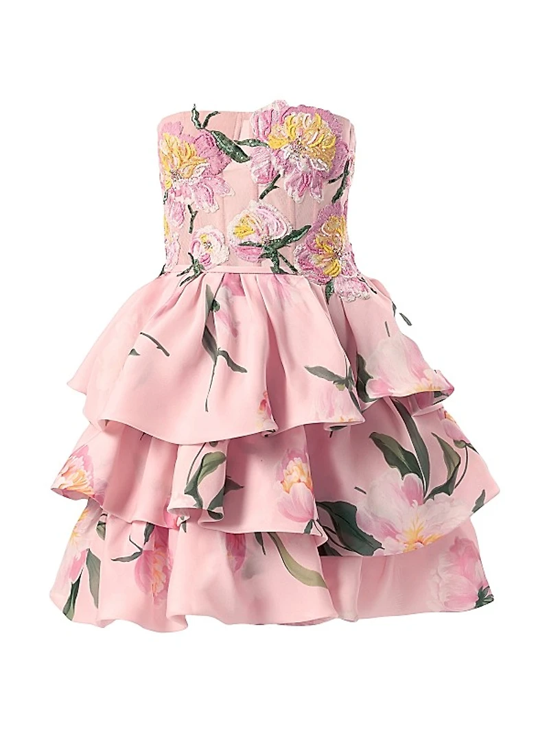 Floral Silk Ruffled Minidress