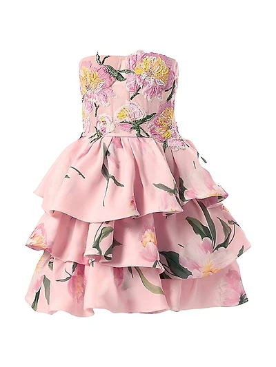 Floral Silk Ruffled Minidress