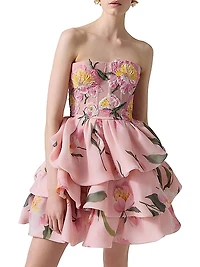 Floral Silk Ruffled Minidress