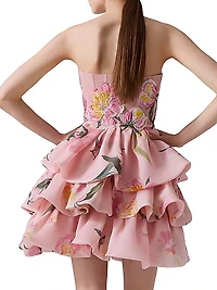 Floral Silk Ruffled Minidress