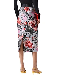 Floral Jacquard Midi-Skirt