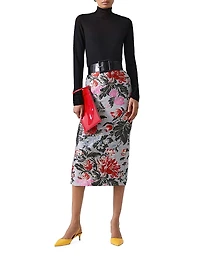 Floral Jacquard Midi-Skirt