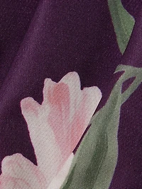 Floral Silk Gathered Midi-Dress