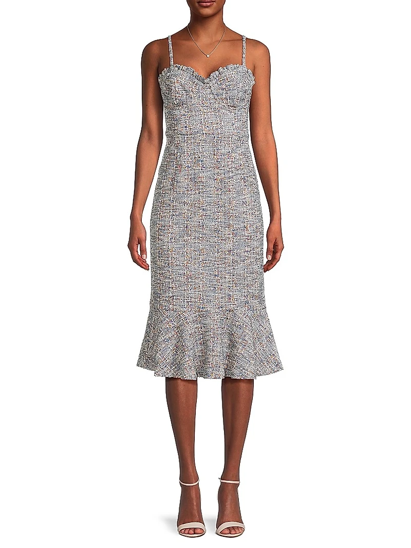 Selene Boned Tweed Midi-Dress