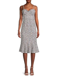 Selene Boned Tweed Midi-Dress
