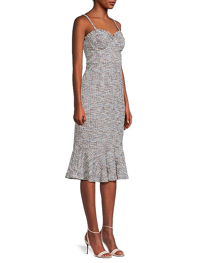 Selene Boned Tweed Midi-Dress