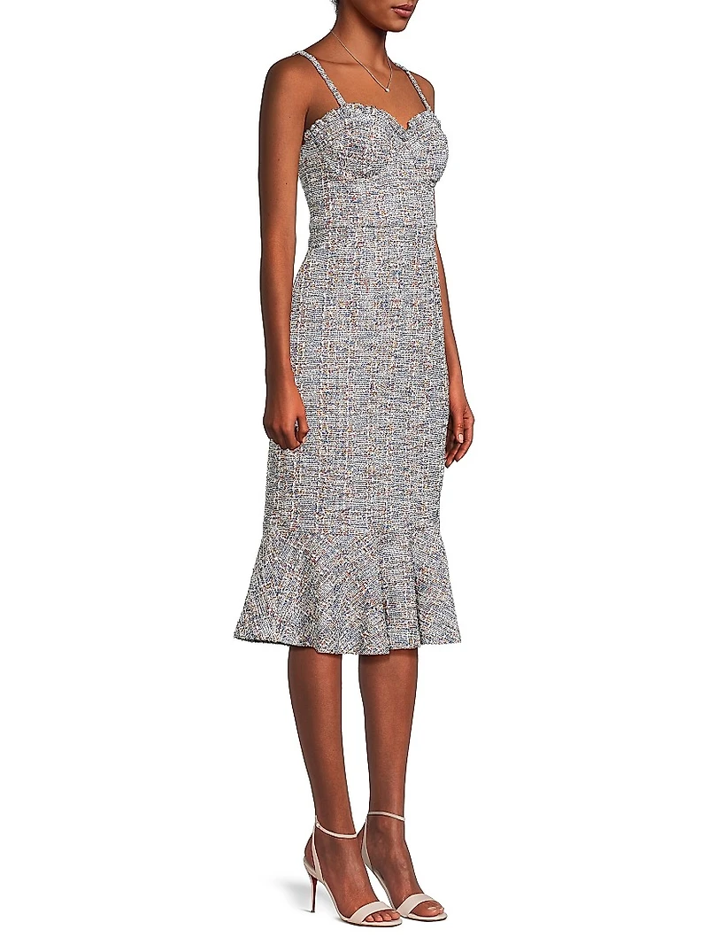 Selene Boned Tweed Midi-Dress