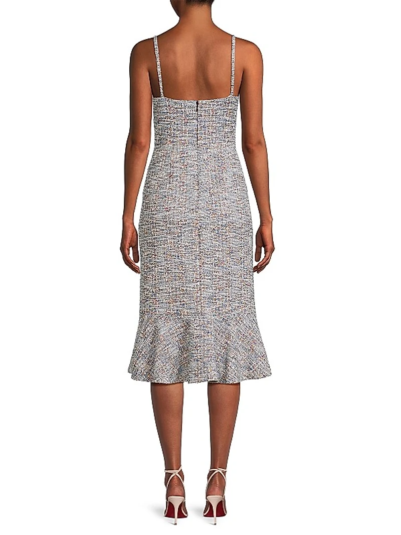 Selene Boned Tweed Midi-Dress