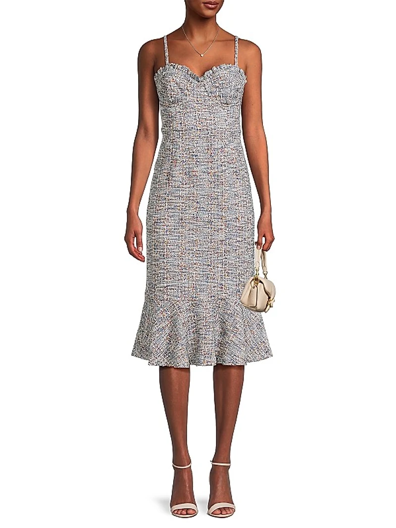Selene Boned Tweed Midi-Dress