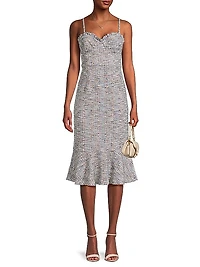 Selene Boned Tweed Midi-Dress