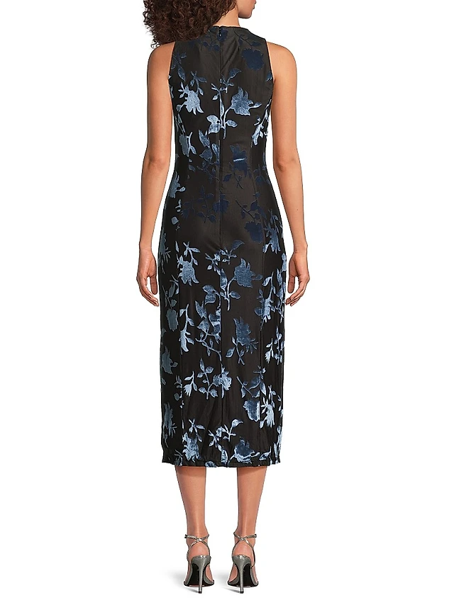 SAU LEE Vanessa Keyhole Velvet Midi Dress | The Summit