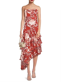 Vanina Floral Strapless Midi-Dress