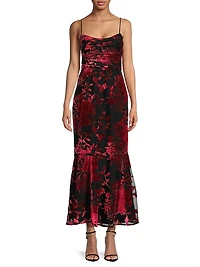 Tylia Floral Velvet Midi Dress