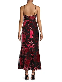 Tylia Floral Velvet Midi Dress