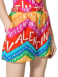 Crepe De Chine Chevron 24 Shorts