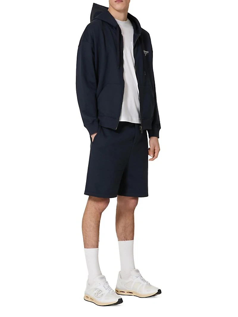 Cotton Sweatshirt with Hood, Zipper