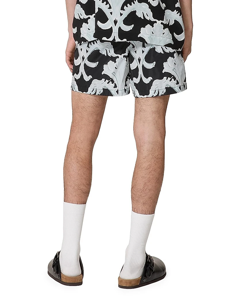 Nylon Swimsuit with Metamorphos Wall Print