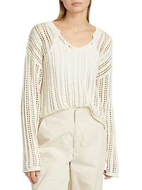 Open Knit Linen-Cotton Sweater